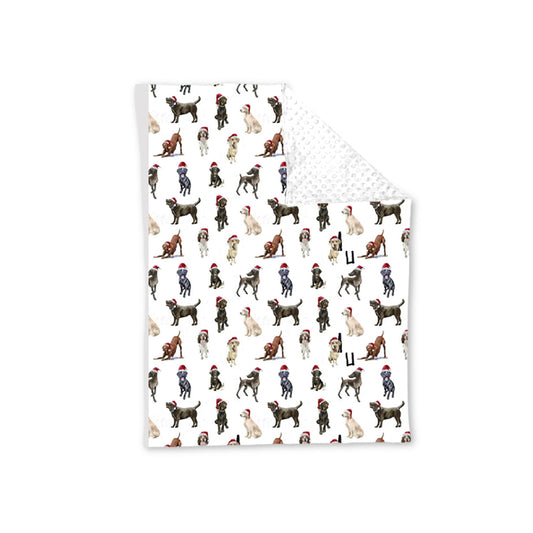 Preorder BL0176 Christmas puppy white baby blanket