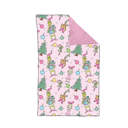 Preorder BL0181 grinch Christmas Tree Girl Pink Baby blanket High quality