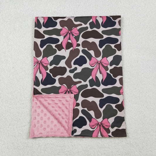 BL0189 Pink Bows Camouflage Baby Blanket 29-43 inches 202510 RTS