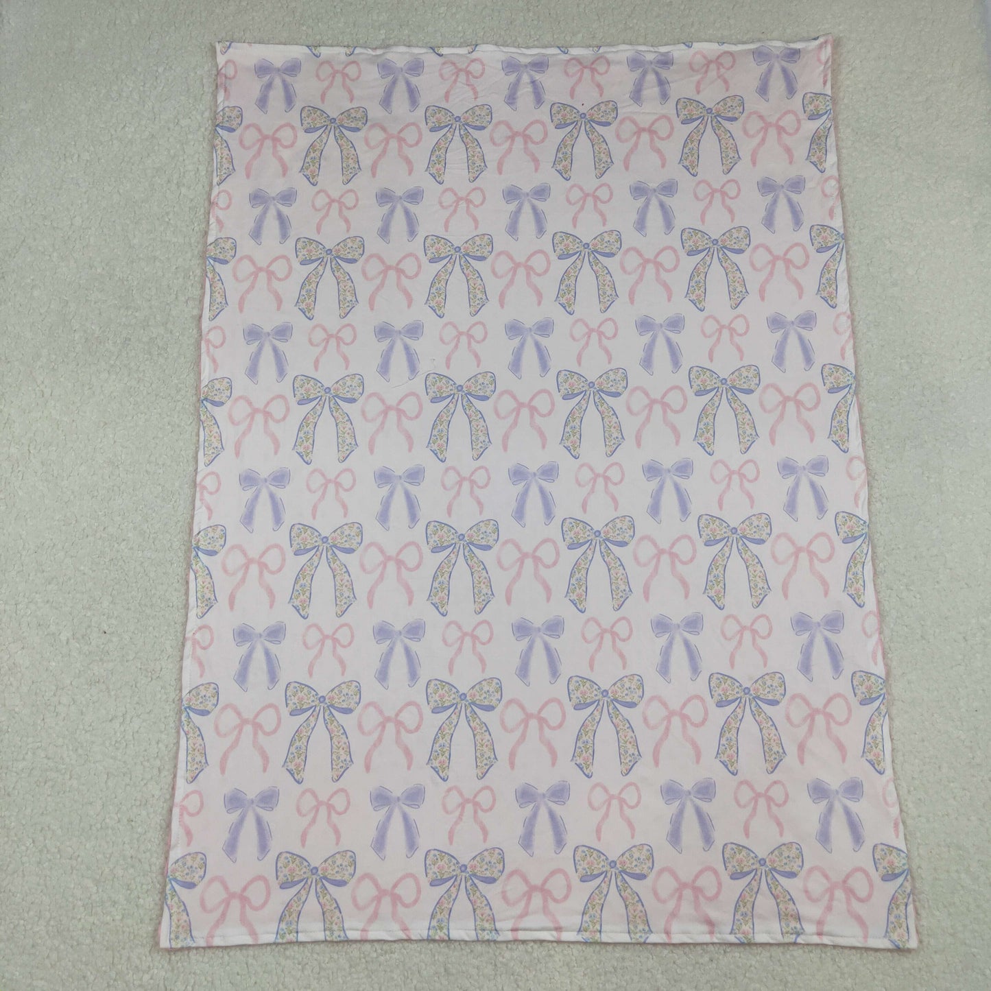 BL0191  Bows Pink Baby Blanket 29-43 inches 202509 RTS