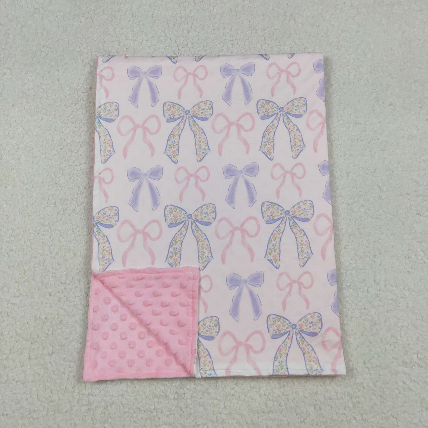 BL0191  Bows Pink Baby Blanket 29-43 inches 202509 RTS