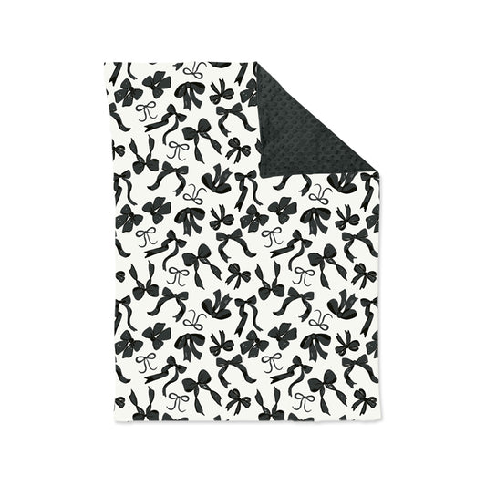 Preorder BL0217 Bows Pattern Black Baby Blankets 29-43 inches  202508