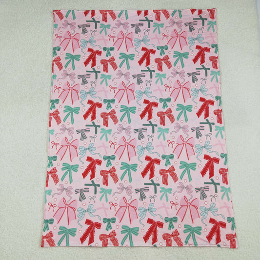 BL0218  Bows Pattern Pink Baby Blankets 29-43 inches  202509 RTS