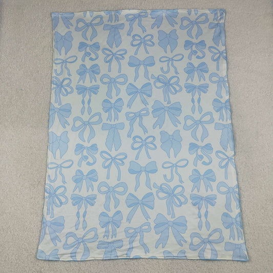 BL0224 Bows Pattern Blue Baby Blankets 29-43 inches  202605 RTS