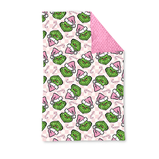 Preorder BL0225 Christmas Grinch Pink Baby Blankets 29-43 inches  202508