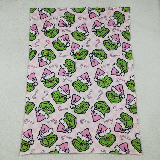 BL0225 Christmas Grinch Pink Baby Blankets 29-43 inches  202510 RTS