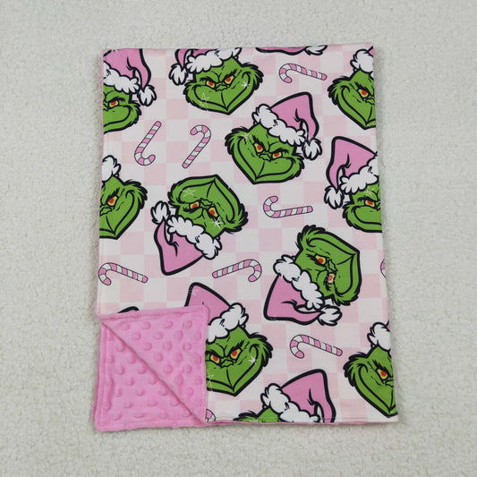BL0225 Christmas Grinch Pink Baby Blankets 29-43 inches  202510 RTS