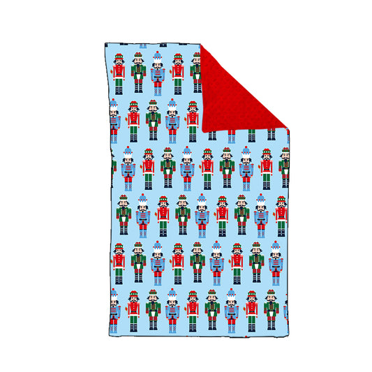 MOQ 8 Preorder BL0228 Christmas Nutcracker Blue Baby Blankets 29-43 inches  202509