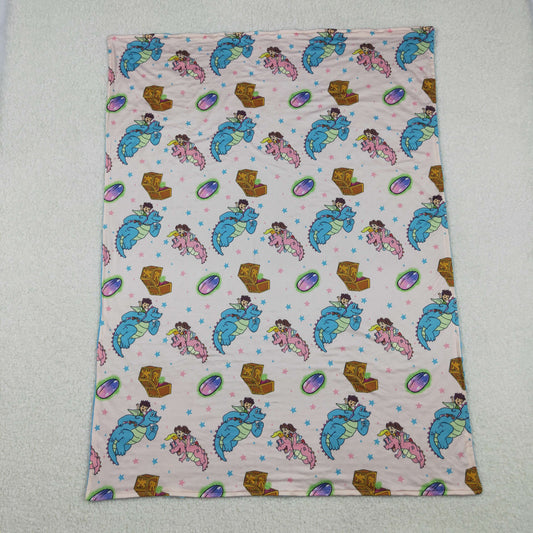 BL0230 Dragon Tales Cartoon Dinosaur Blue Baby Blanket 29-43 inches  202511 RTS