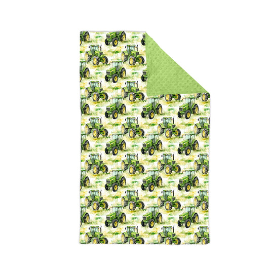 MOQ 5 Preorder BL0232 Farm Trucks Green Baby Blanket 29-43 inches  202511