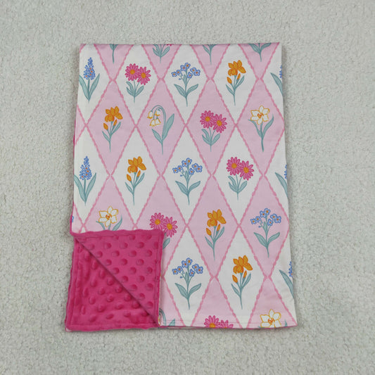 BL0233 Flower Plaid Pink Baby Blanket 29-43 inches 202605 RTS