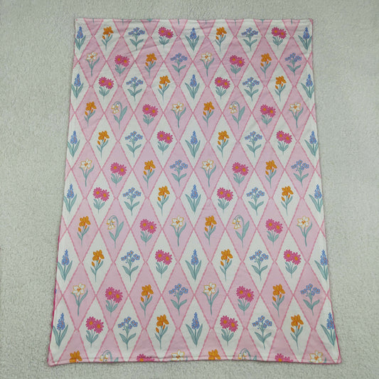 BL0233 Flower Plaid Pink Baby Blanket 29-43 inches 202605 RTS