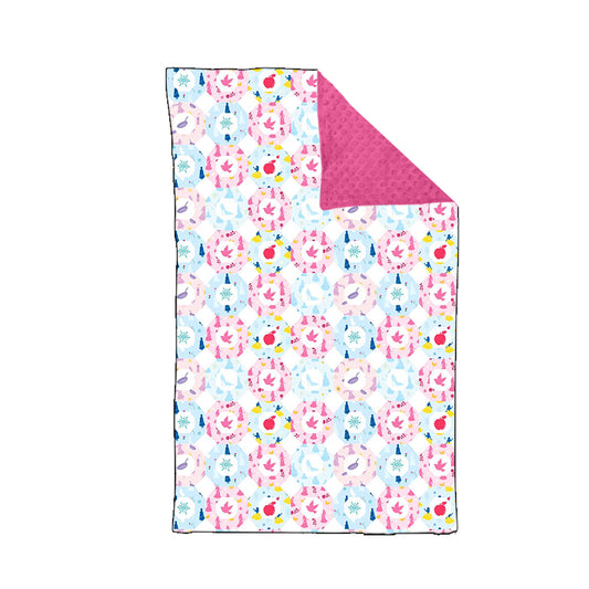 MOQ 5 PCS Preorder BL0234 a Bird and Snowflake Pattern Rose Red Baby Blanket 29-43 inches  202511