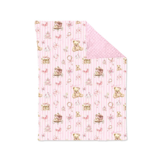 MOQ 5 PCS Preorder BL0237 Bear Bows Stripe Pink Sweet Baby Blanket 29-43 inches  202511