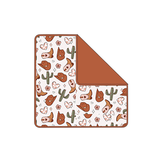 MOQ 5 PCS Preorder BL0244 Cactus Flower Hat Brown Baby Blanket 29-43 inches  202512