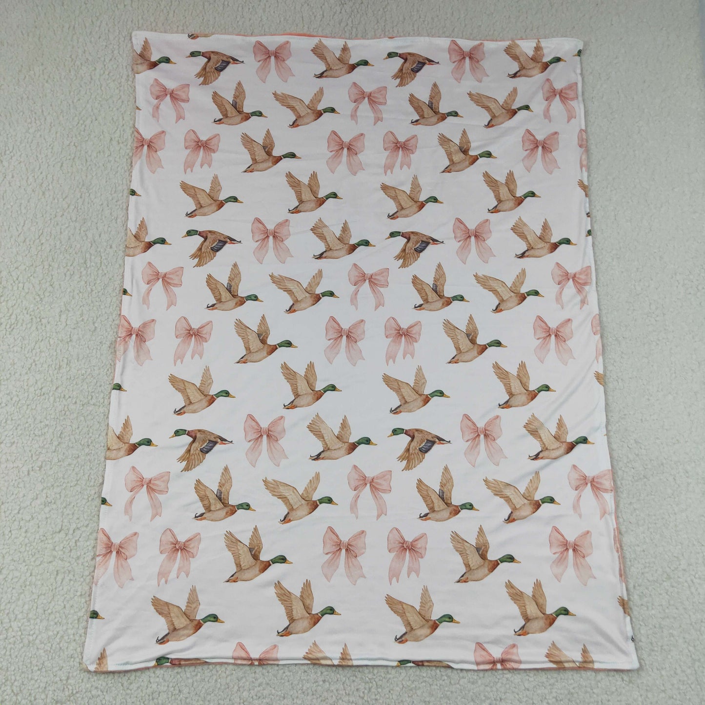 BL0248 Bows Ducks Orange Pink Baby Blanket 29-43 inches 202607 RTS