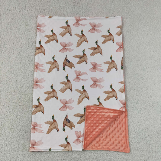 BL0248 Bows Ducks Orange Pink Baby Blanket 29-43 inches 202607 RTS