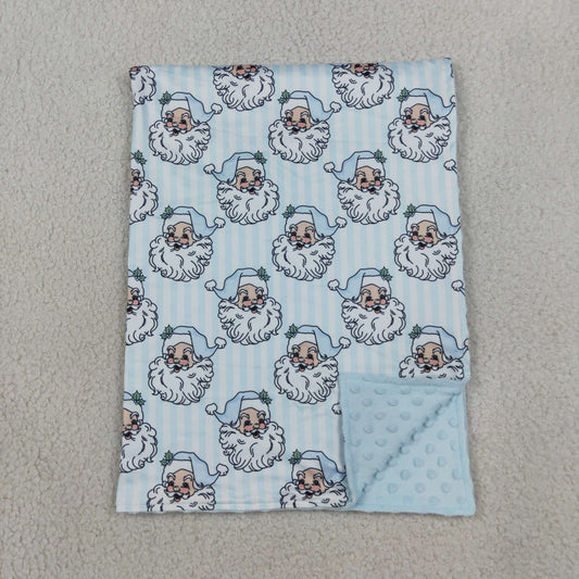 BL0256 Christmas Santa Claus Stripe Light Blue Baby Blanket 29-43 inches 202608 RTS
