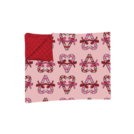 MOQ 5 PCS Preorder BL0262 Christmas Bows Canes Red Baby Blanket 29-43 inches  202607
