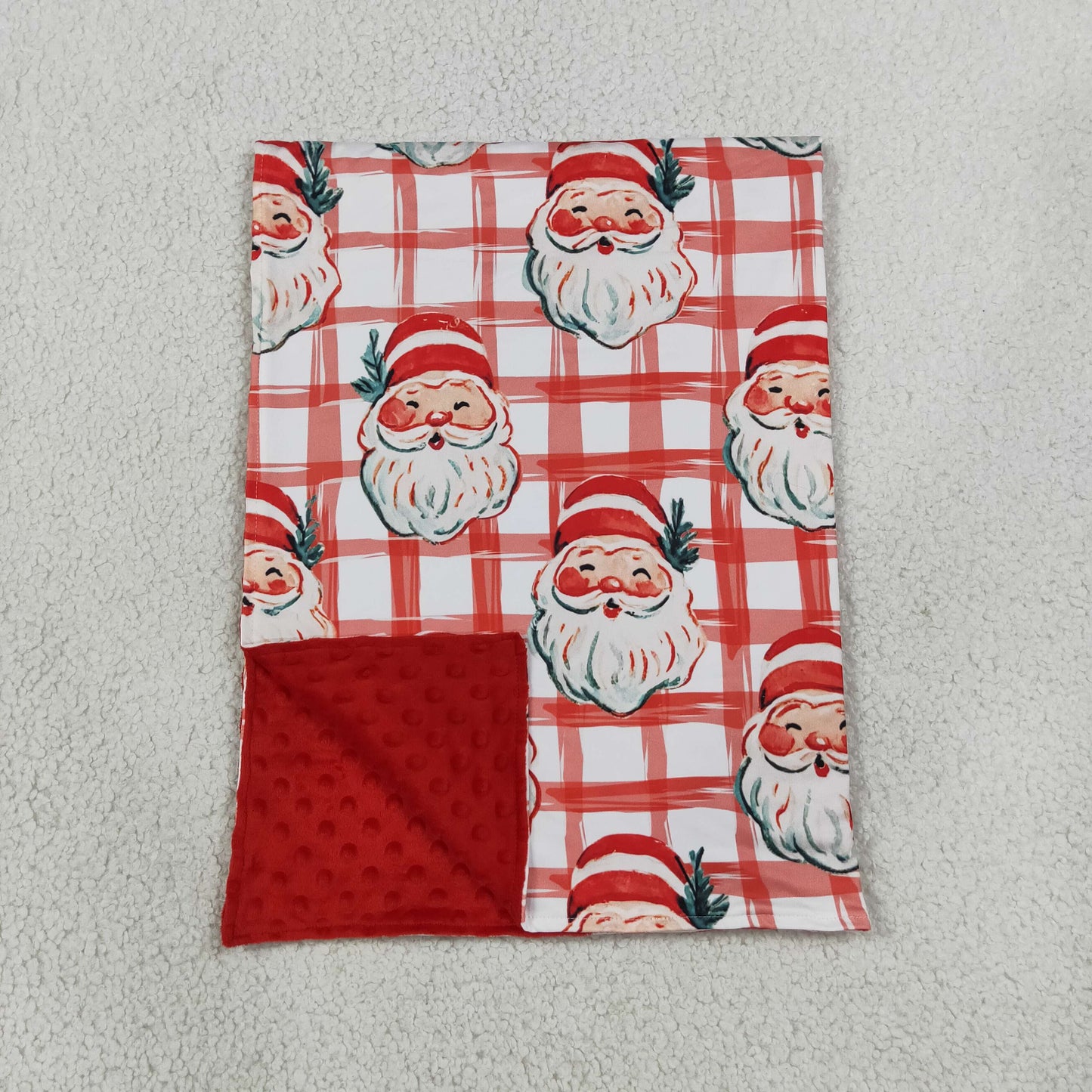 RTS BL0265 baby blanket baby blanket minky blanket christmas santa plaid print blanket