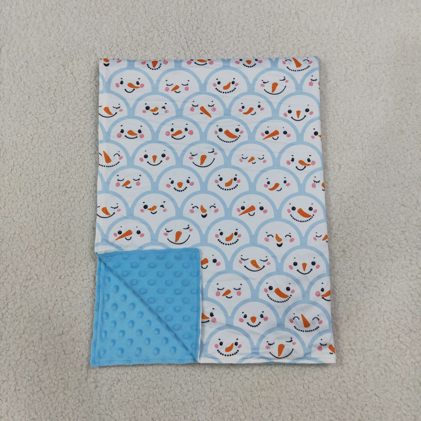 BL0267 Snowman Blue Color Baby Newborn Blanket
