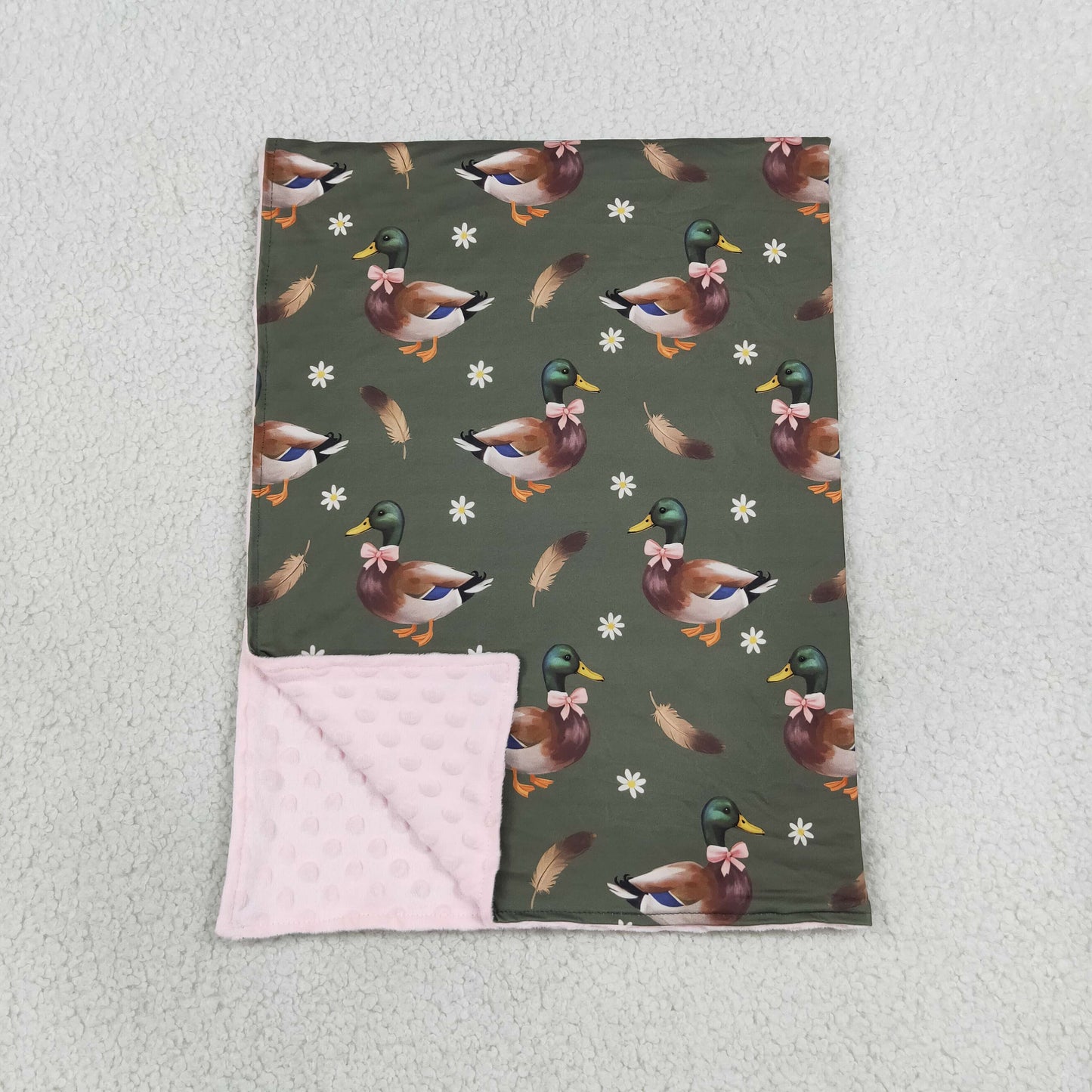 BL0283 Mallard Ducks Pink Baby Newborn Blanket
