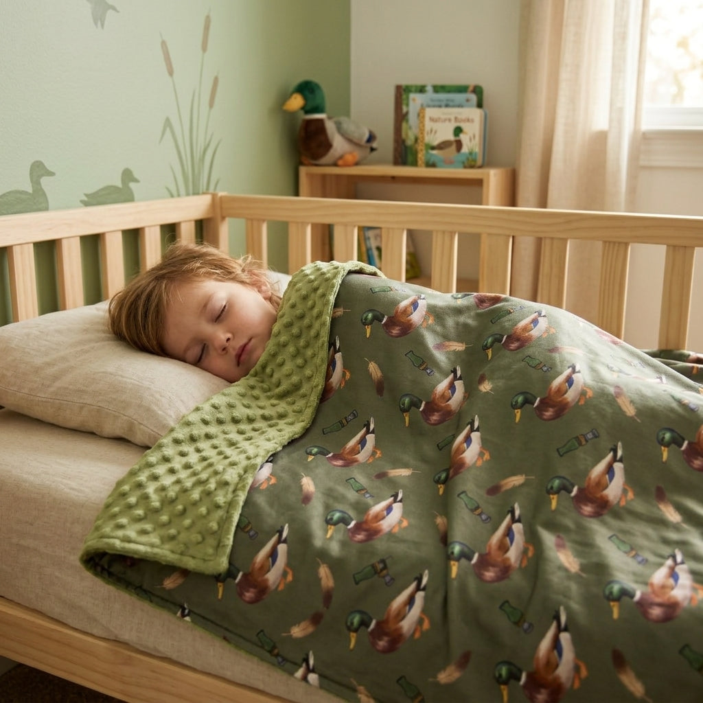 BL0287 Mallard Ducks Green Baby Newborn Blanket