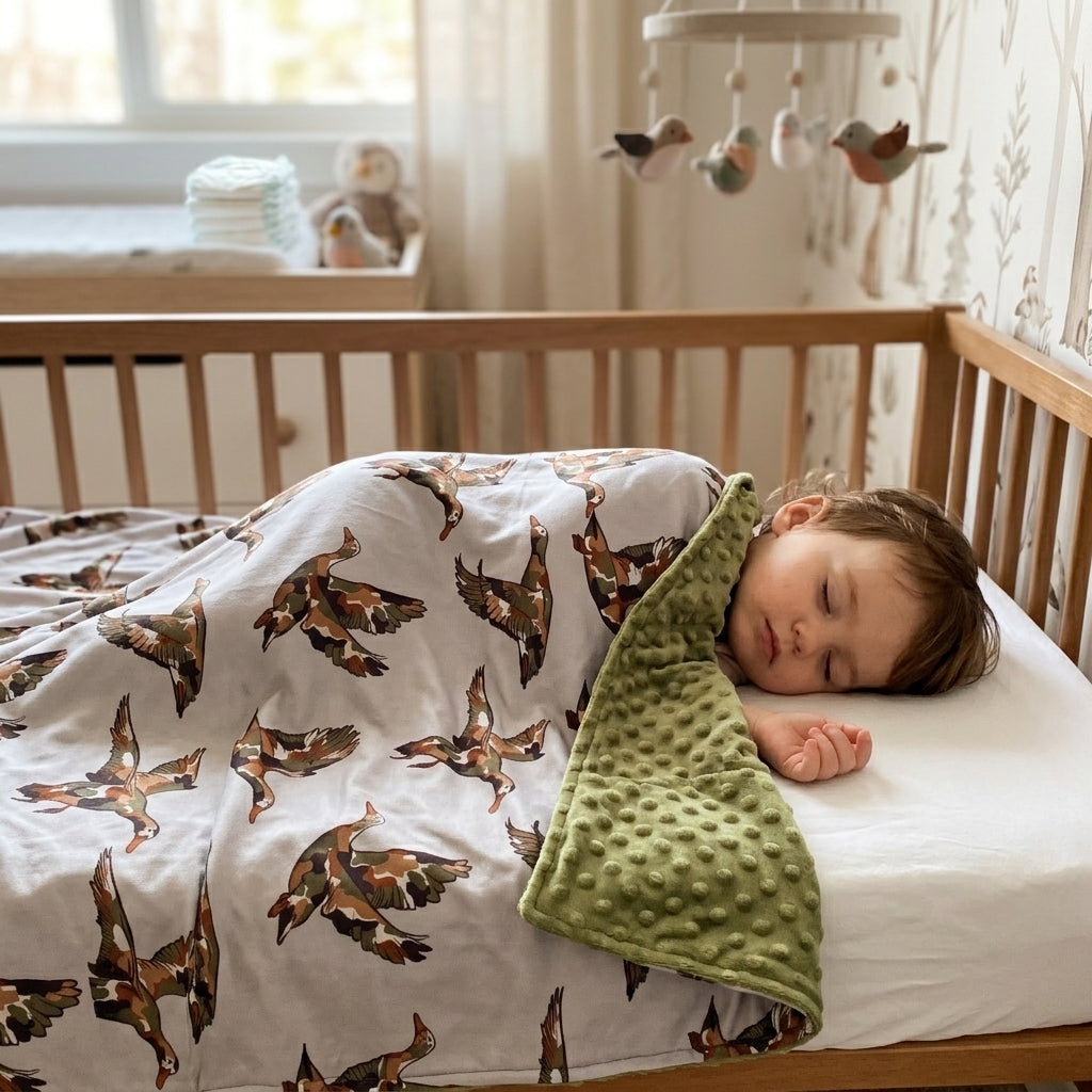 BL0288 Mallard Ducks Camo Green Baby Newborn Blanket