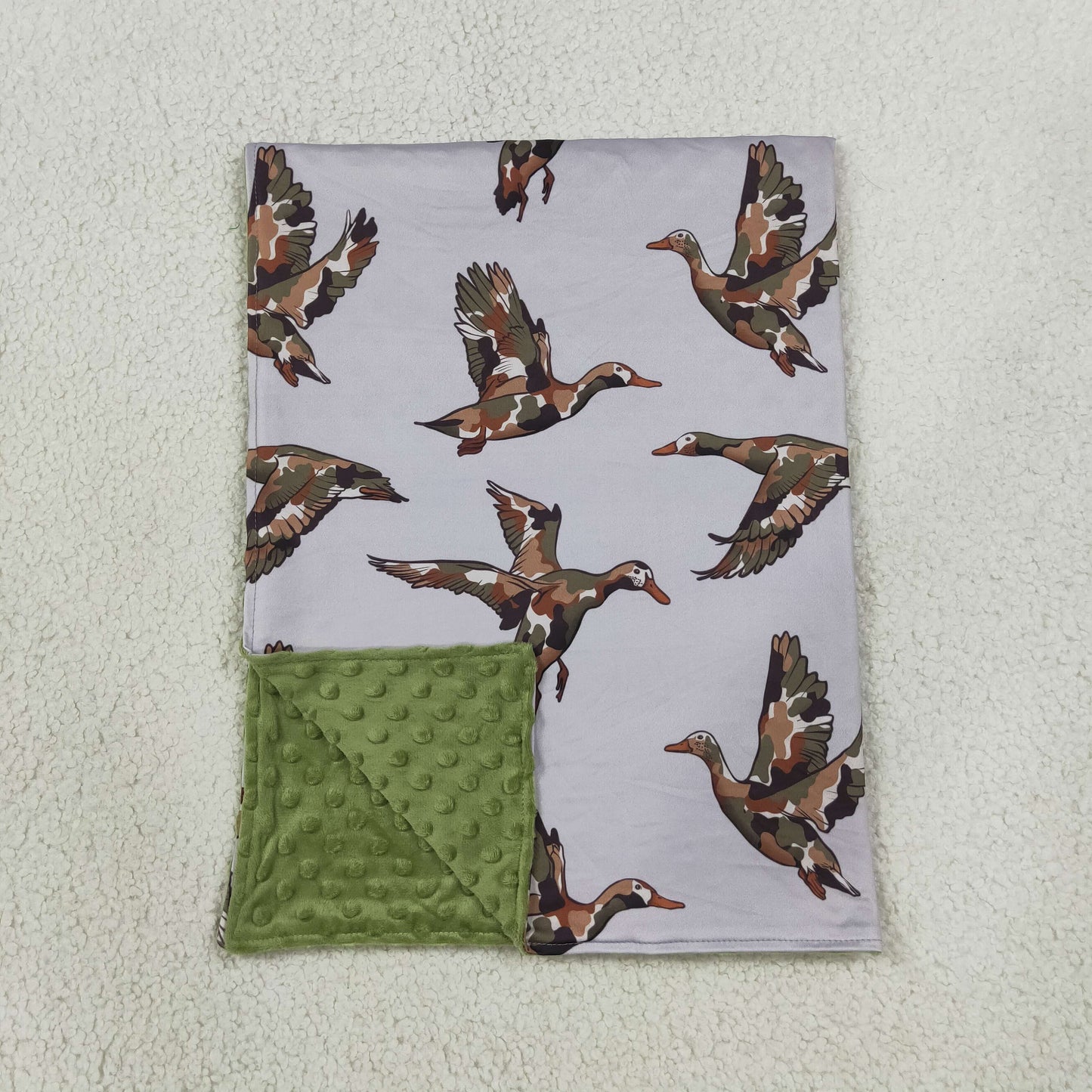 BL0288 Mallard Ducks Camo Green Baby Newborn Blanket