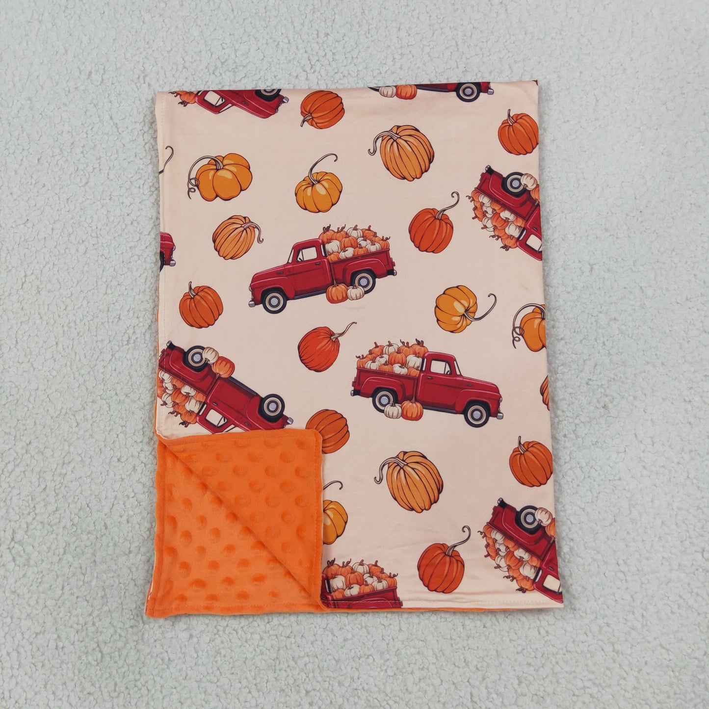 BL0289 Fall Pumpkin Car Orange Baby Newborn Blanket 202609 RTS
