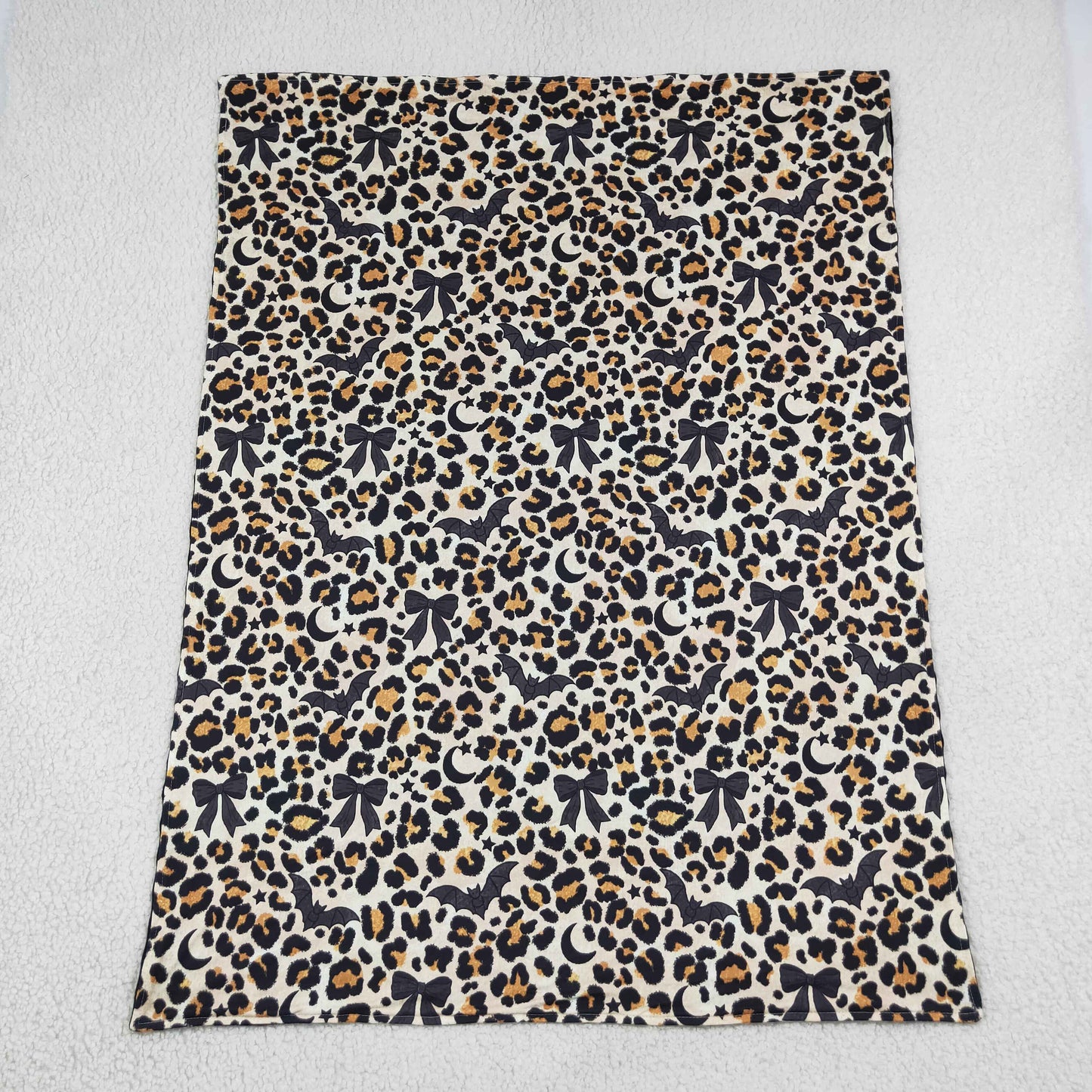 BL0290 Halloween Bat Leopard Black Baby Newborn Blanket 202609 RTS