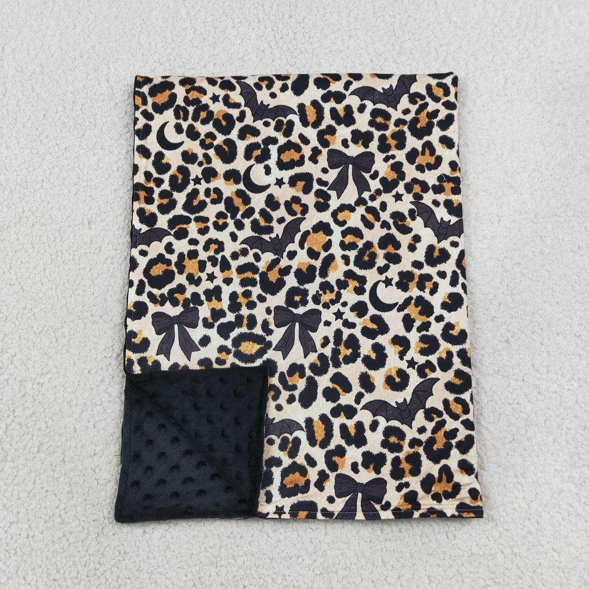 BL0290 Halloween Bat Leopard Black Baby Newborn Blanket 202609 RTS