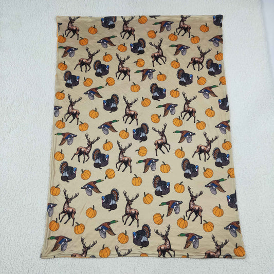 BL0292 Fall Pumpkin Duck Hunting Orange Baby Newborn Blanket 202609 RTS
