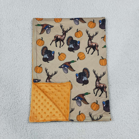 BL0292 Fall Pumpkin Duck Hunting Orange Baby Newborn Blanket 202609 RTS