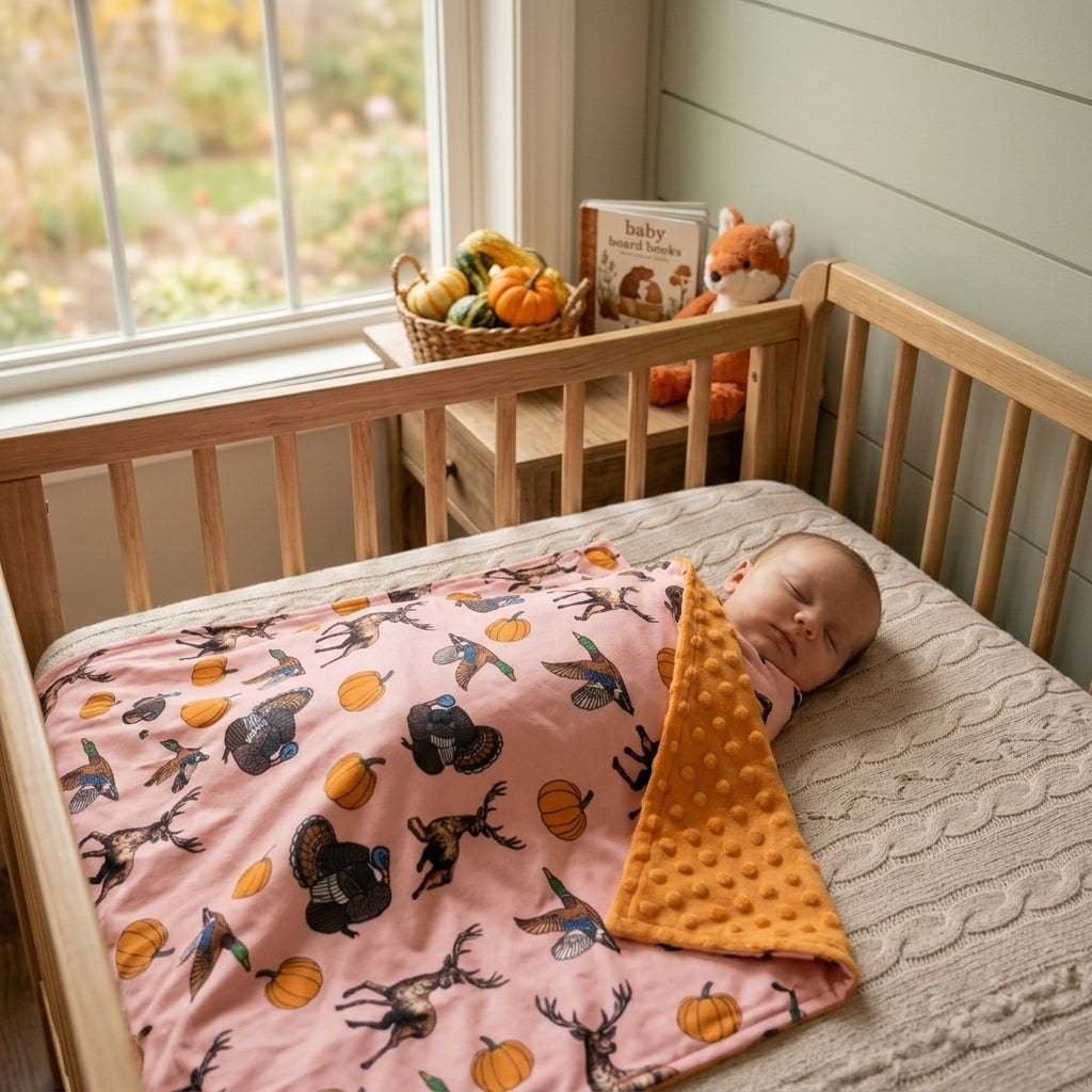 BL0293 Hunting Pumpkin Orange Baby Newborn Blanket