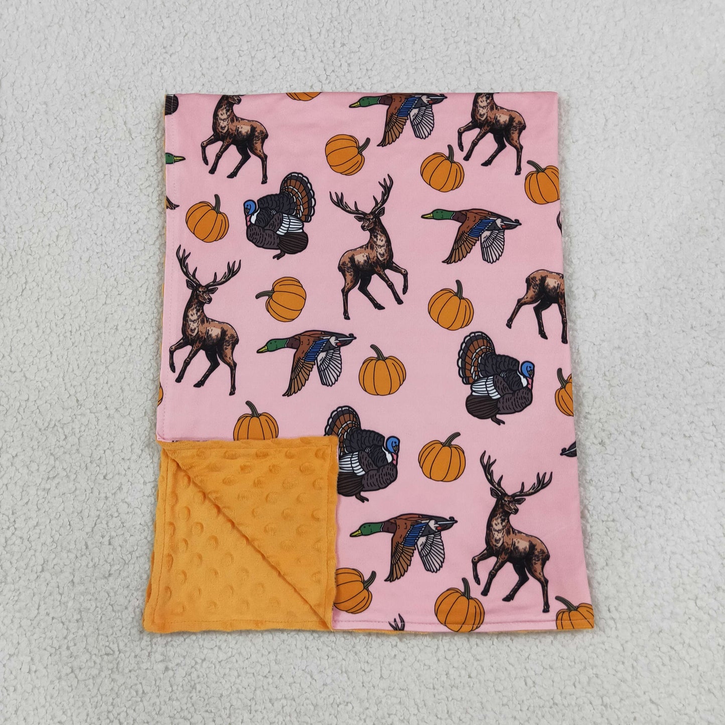BL0293 Hunting Pumpkin Orange Baby Newborn Blanket