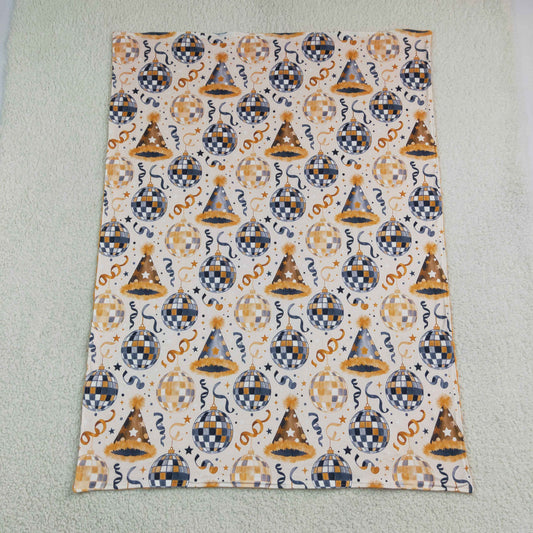 BL0298 Happy New Year's Hat Print Baby Newborn Blanket 202609 RTS