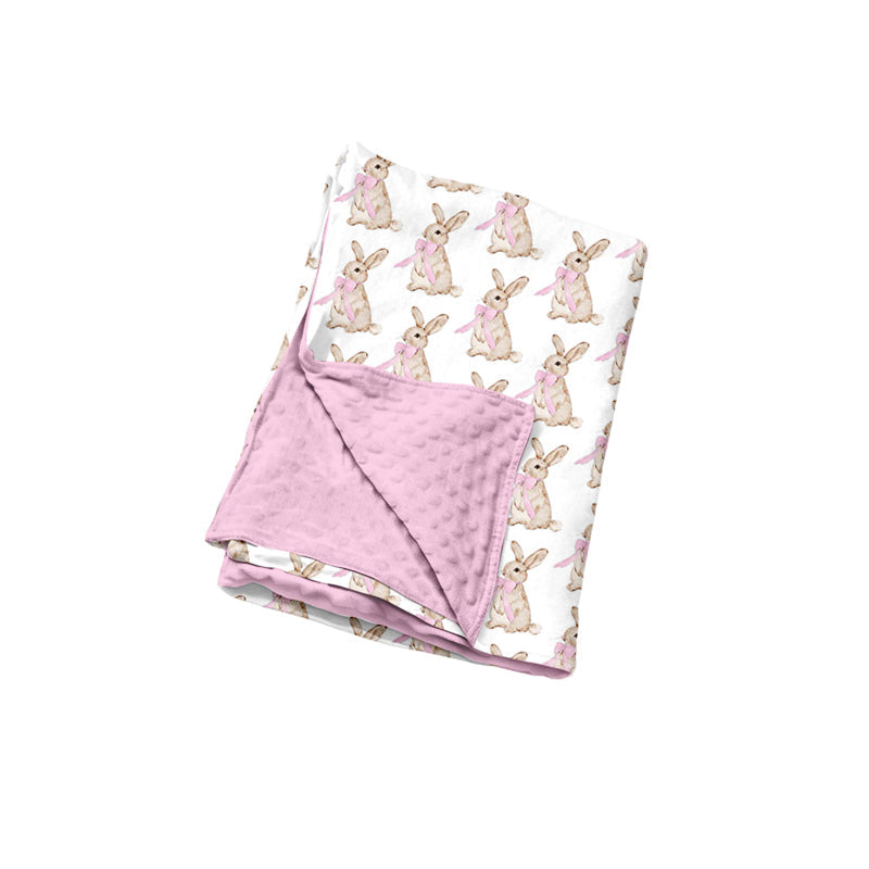 Preorder MOQ 5 pcs Each Style Easter Bunny Bows Ruffles Pink Kids Matching Clothes