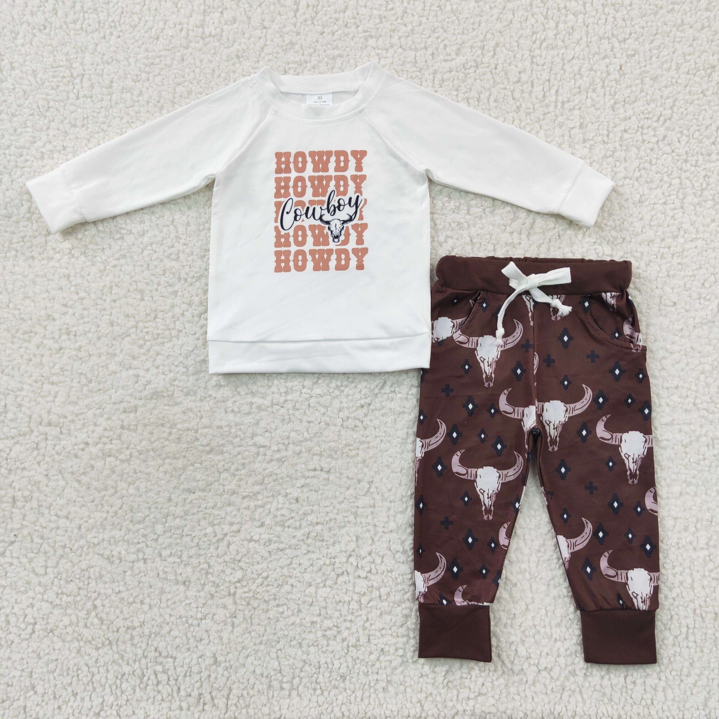 Clearance BLP0249 howdy cowboy Beige, long-sleeved brown pantsuit