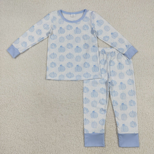 BLP0469 New Bamboo Pajamas Pumpkin Blue Long Sleeve Pants Boys Set 202507 RTS 