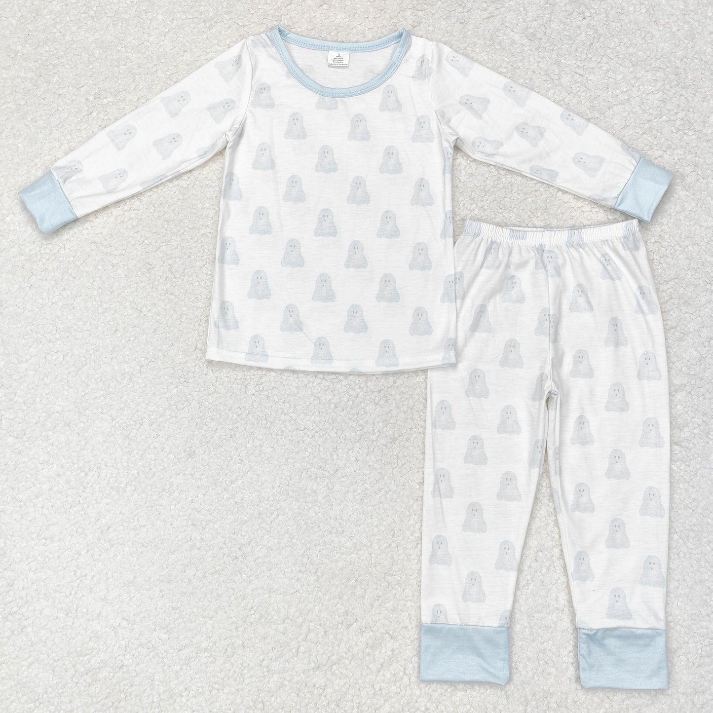 BLP0540 NO MOQ Modal Blue Ghost White Long sleeve trousers pajama set