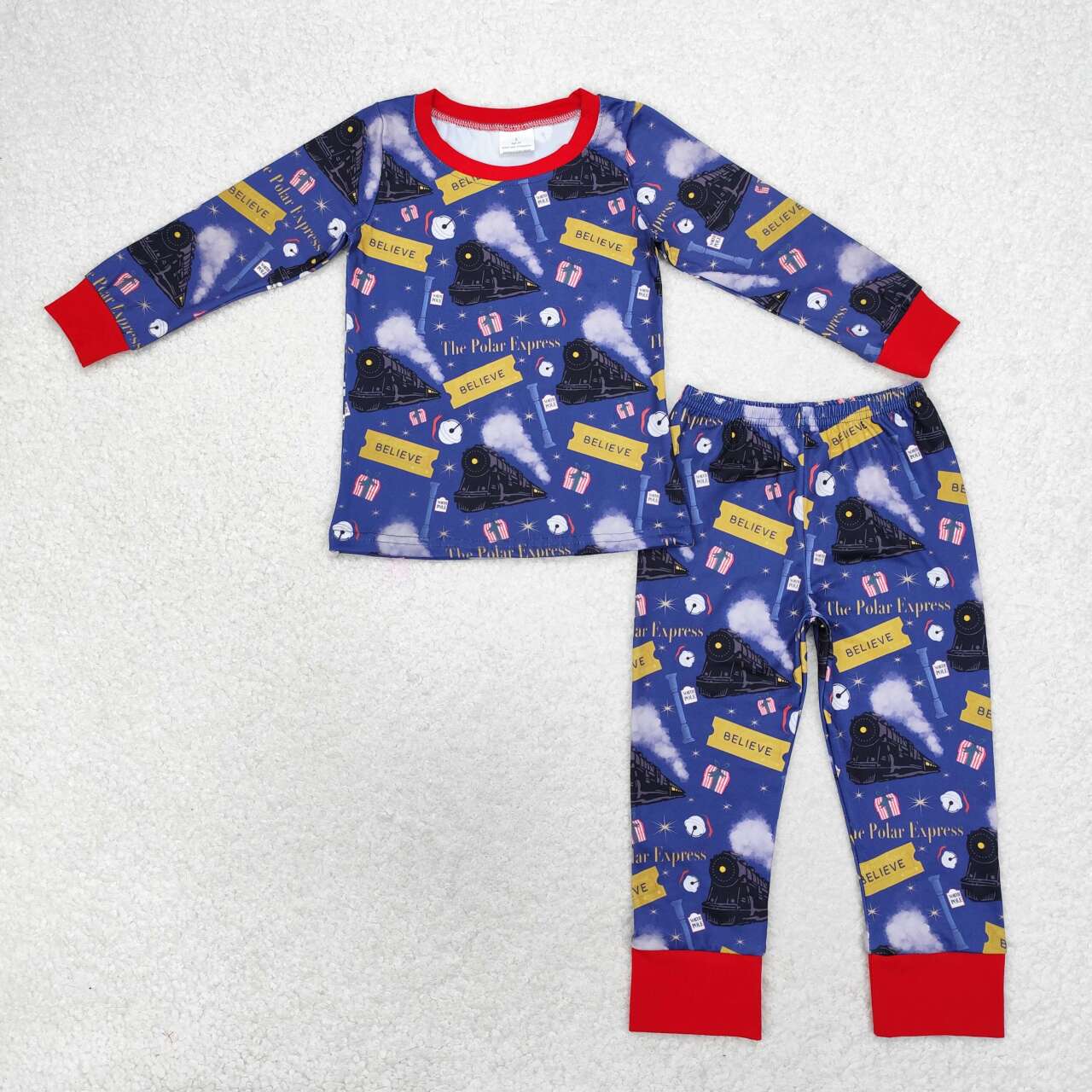 BLP0544 believe Train navy blue long sleeve pants pajamas set boys summer clothing sets