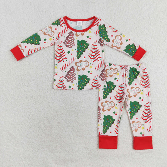 BLP0549 RTS Modal Christmas Tree Cookies Gingerbread Man Long sleeve pants pajamas set