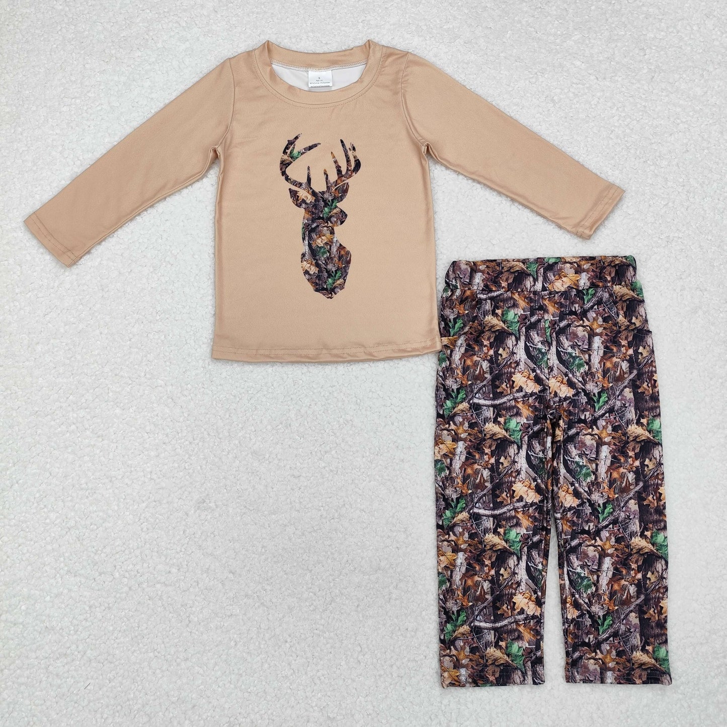 BLP0615 Twig leaves camouflage deer brown long sleeve pants suit