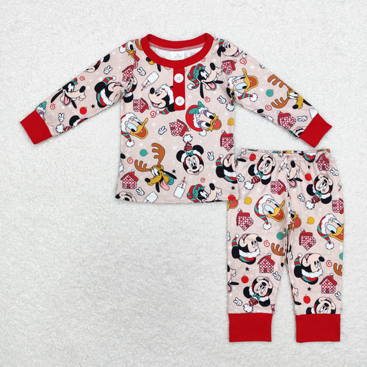 BLP0650 Mickey Donald Duck Christmas long sleeve pants pajamas set