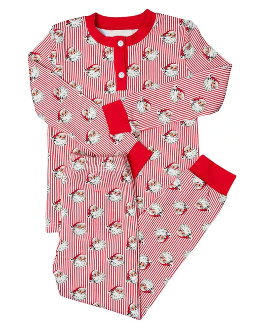 Preorder BLP0653 Santa Claus red and white striped long sleeve pants pajamas set