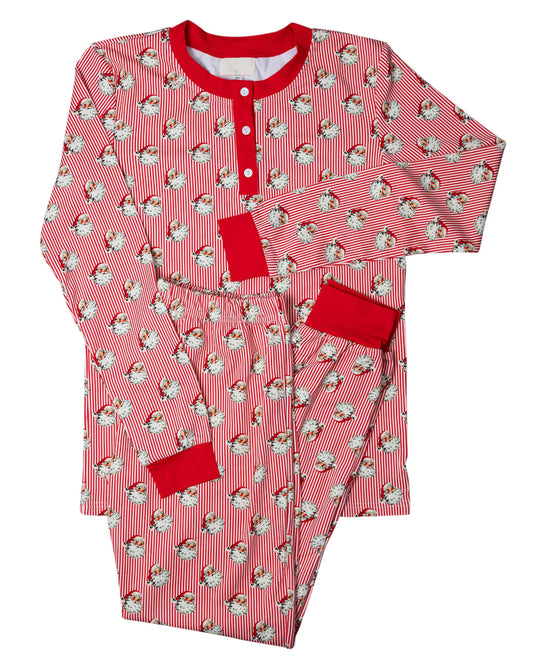Preorder BLP0654 Adult male Santa Claus red and white striped long sleeve pants pajamas set