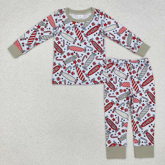 BLP0675 Christmas skateboarding Stars Crutch long sleeve pants pajamas set New arrival