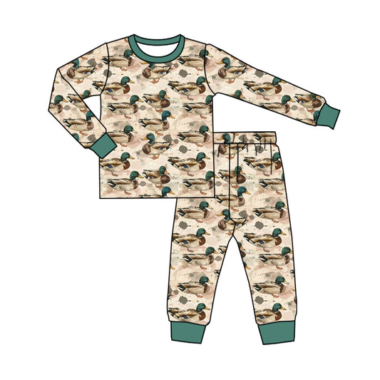 Preorder BLP0683 NO MOQ Duck rice green long sleeve pants pajamas set