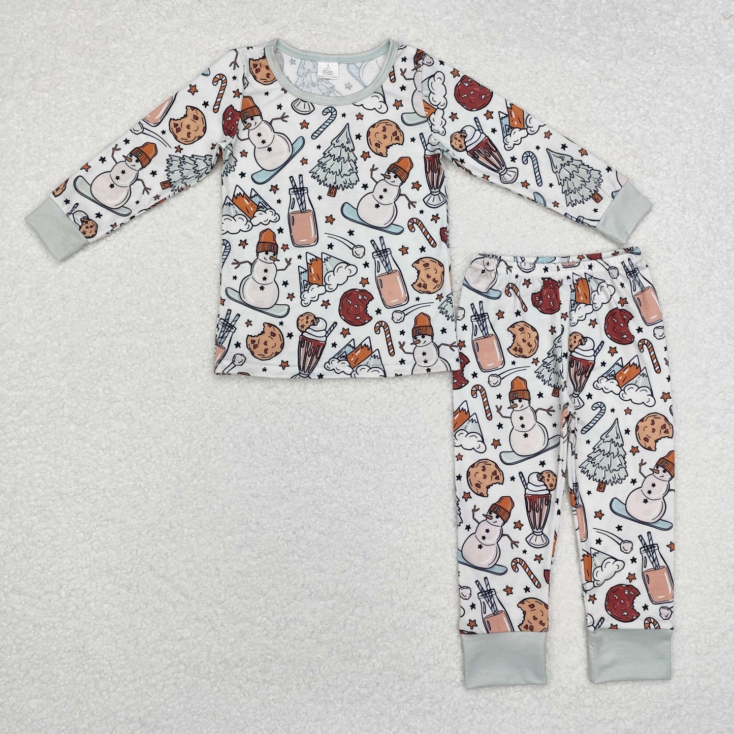 BLP0688 Modal Snowman Milk Cookie long sleeve pants pajamas set